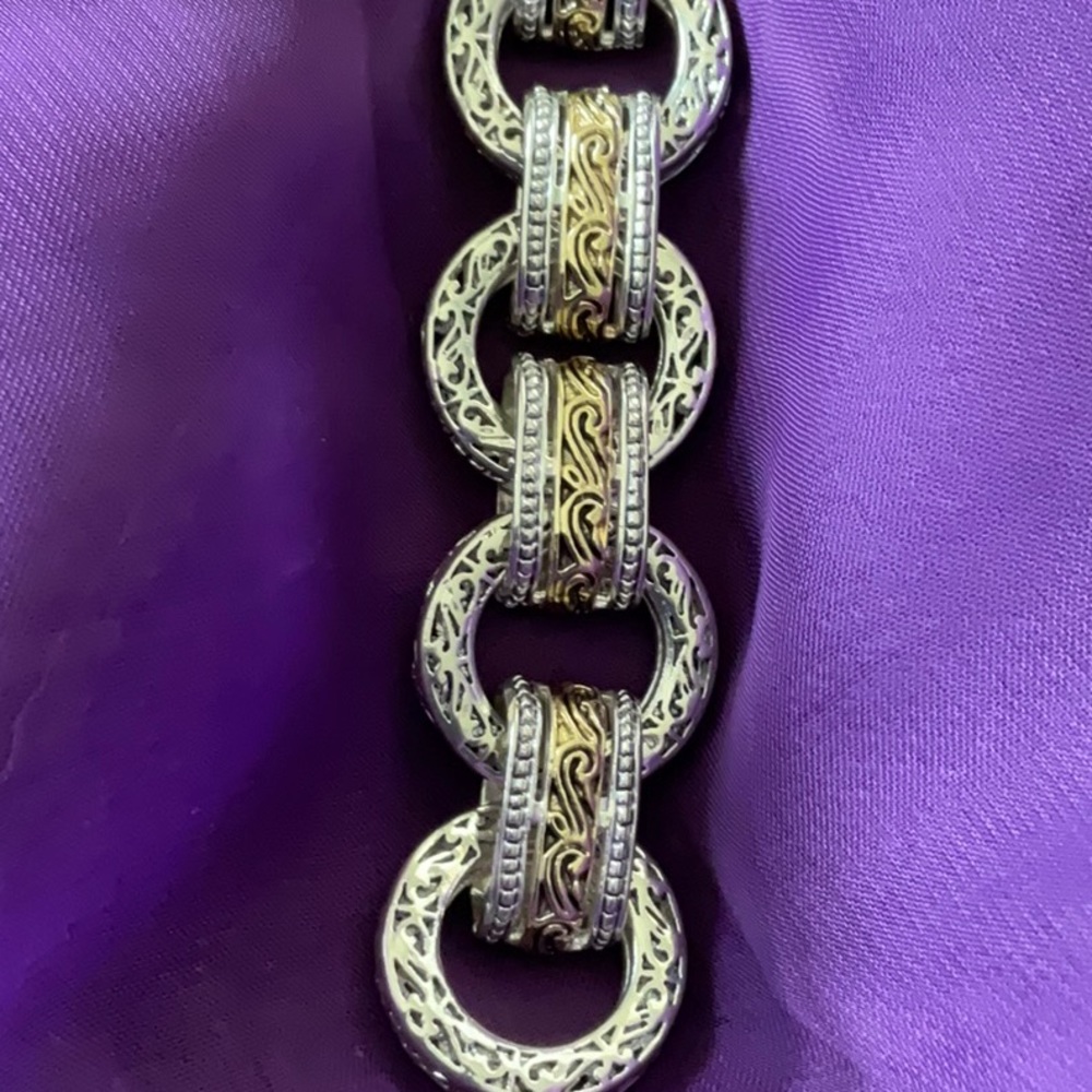 Sterling and gold over silver toggle bracelet